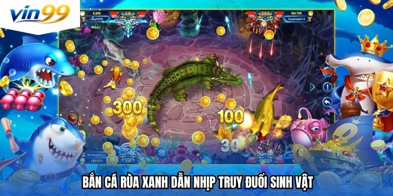 Bắn cá rùa xanh dẫn nhịp truy đuổi sinh vật