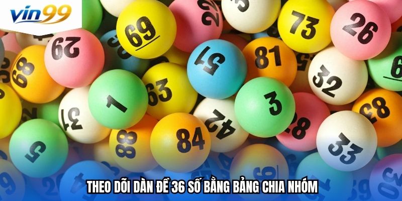 Theo dõi dàn đề 36 số bằng bảng chia nhóm